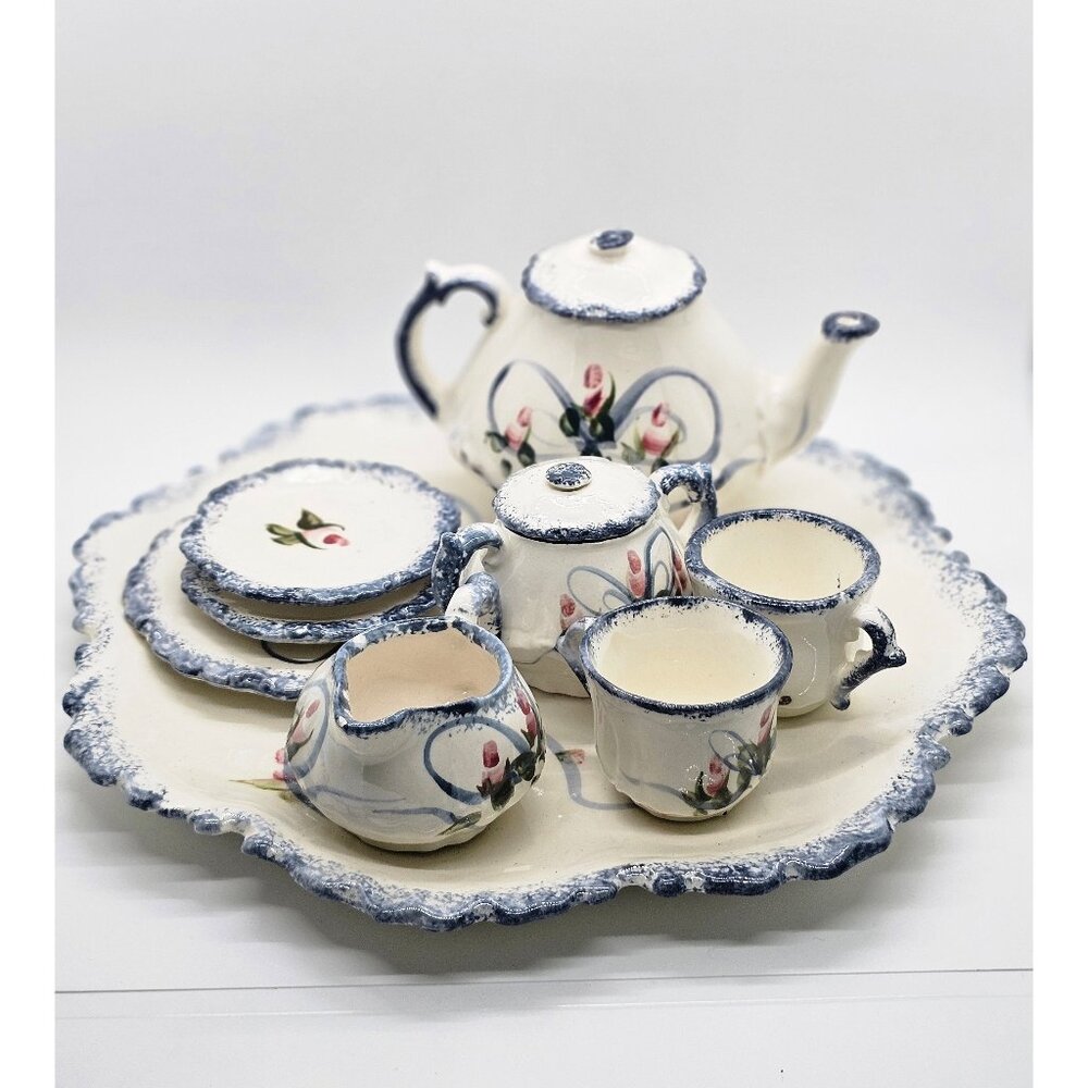 Vintage Miniature Tea Set: Fairy Garden Decor, Bears & Hearts